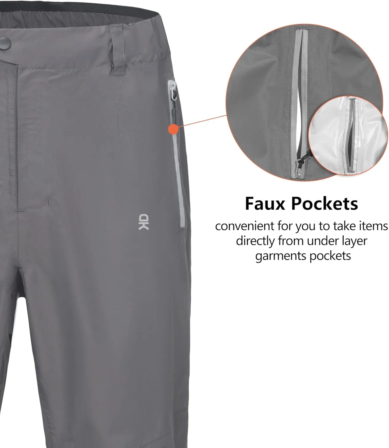 Little Donkey Andy Men's Rain Pants Waterproof Lightweight Overpants Windproof Outdoor Pants for Hiking, Golf, Fishing