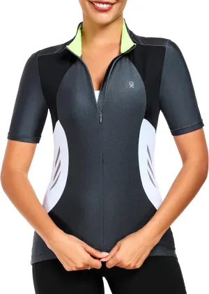 Little Donkey Andy Women's Half Zip Breathable Cycling Vests Reflective Sleeveless Jerseys Shirts Running 4 Rear Pockets