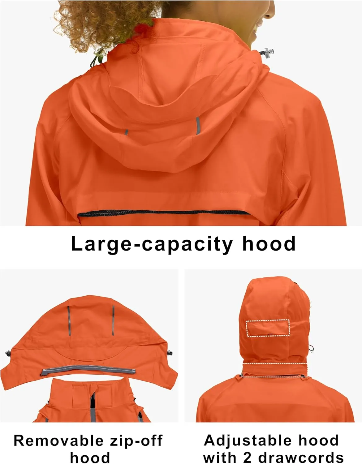 Little Donkey Andy Women's Lightweight Waterproof Cycling Jacket with Removable Sleeves & Hood for Biking Running Golf