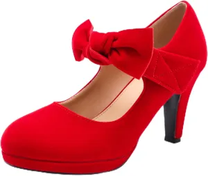 LIURUIJIA Women's Bow Platform Heels Mary Jane Pumps Ladies Sexy Cute Dressy Shoes for Wedding Work Party