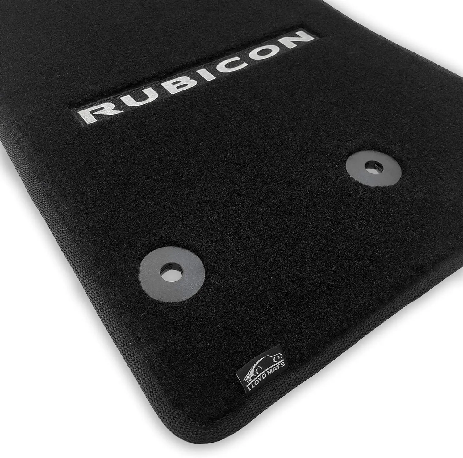 Lloyd Mats Heavy Duty Carpeted Floor Mats for Jeep JK Wrangler Unlimited 2014-2018 (Black, 2PC - Rubicon Logo)