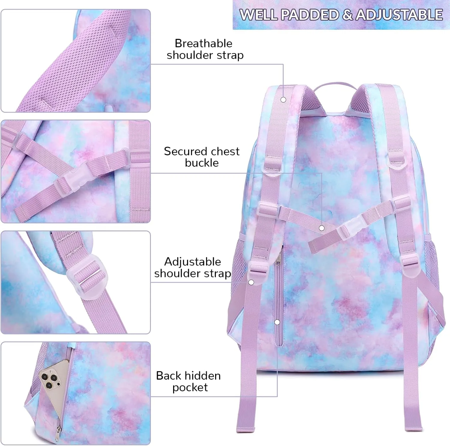 Lohol Galaxy Backpack for Kids Teen Boys Girls, Daypack with 1Anti Theft Pocket for Travel School (Galaxy E)