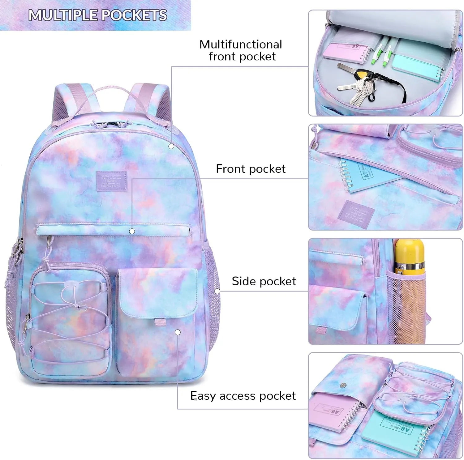 Lohol Galaxy Backpack for Kids Teen Boys Girls, Daypack with 1Anti Theft Pocket for Travel School (Galaxy E)