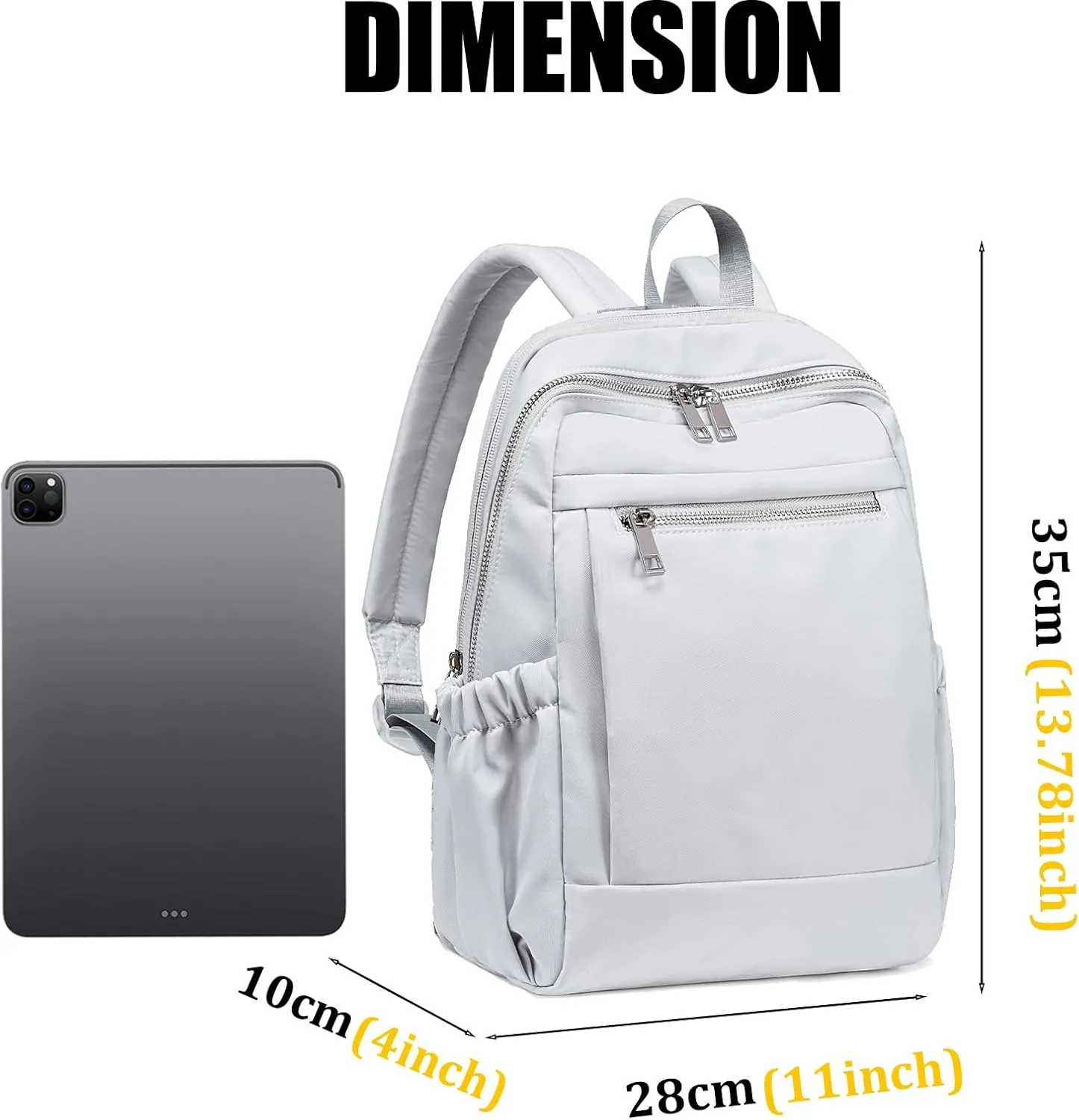 LOIDOU Mini Backpack for Women Small Backpack Purse Lightweight Girls Casual Daypack Bookbag for College School Work Travel, Silver Grey(13.7"x11"x4")
