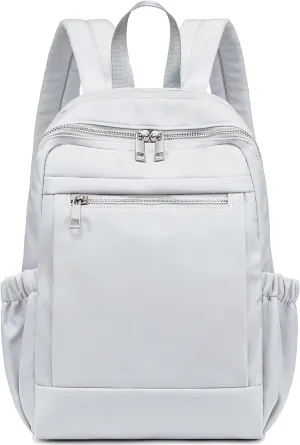LOIDOU Mini Backpack for Women Small Backpack Purse Lightweight Girls Casual Daypack Bookbag for College School Work Travel, Silver Grey(13.7"x11"x4")