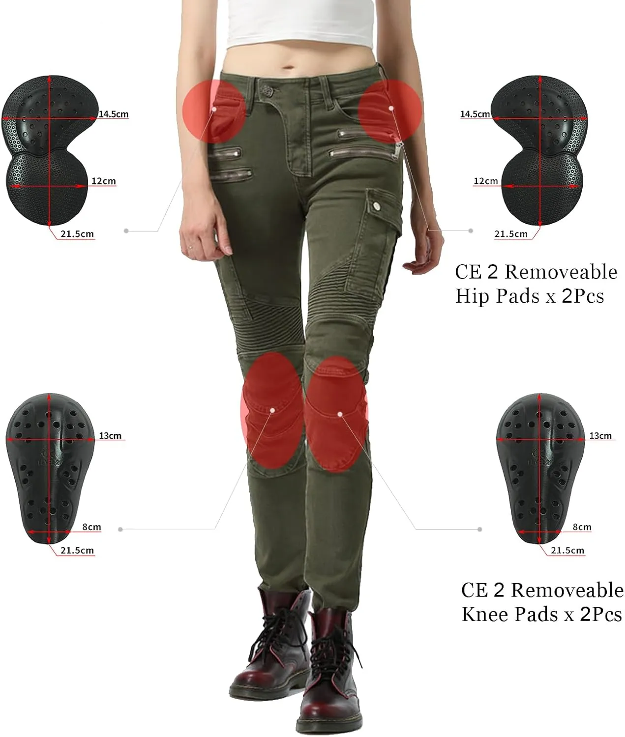 LOMENG Motorcycle Riding Pants Motocross Cycling Jeans Slim Stretch Pants CE Knee Hip Removable Armored for Women