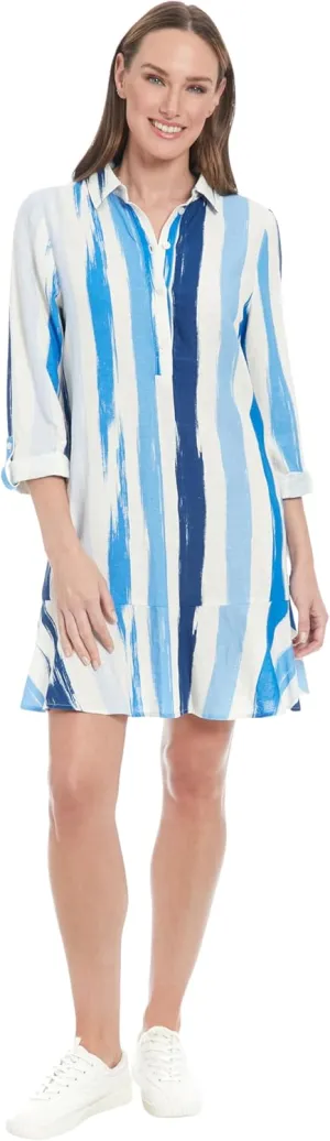 London Times Women's Full Shirt Dress with Flounce