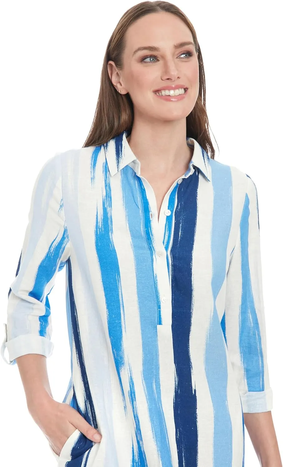London Times Women's Full Shirt Dress with Flounce