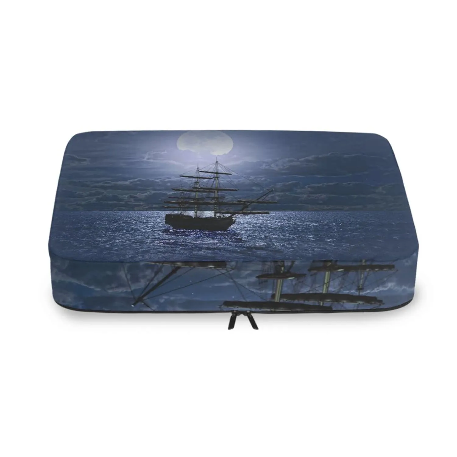 Lonely Sailboat in the Sea Against Full Moon Cloud Dark Blue 4 Set Packing Cubes, Travel Packing Organizers, 600D Oxford Cloth Toiletry Storage Bag, Luggage Mesh Bags for Accessories
