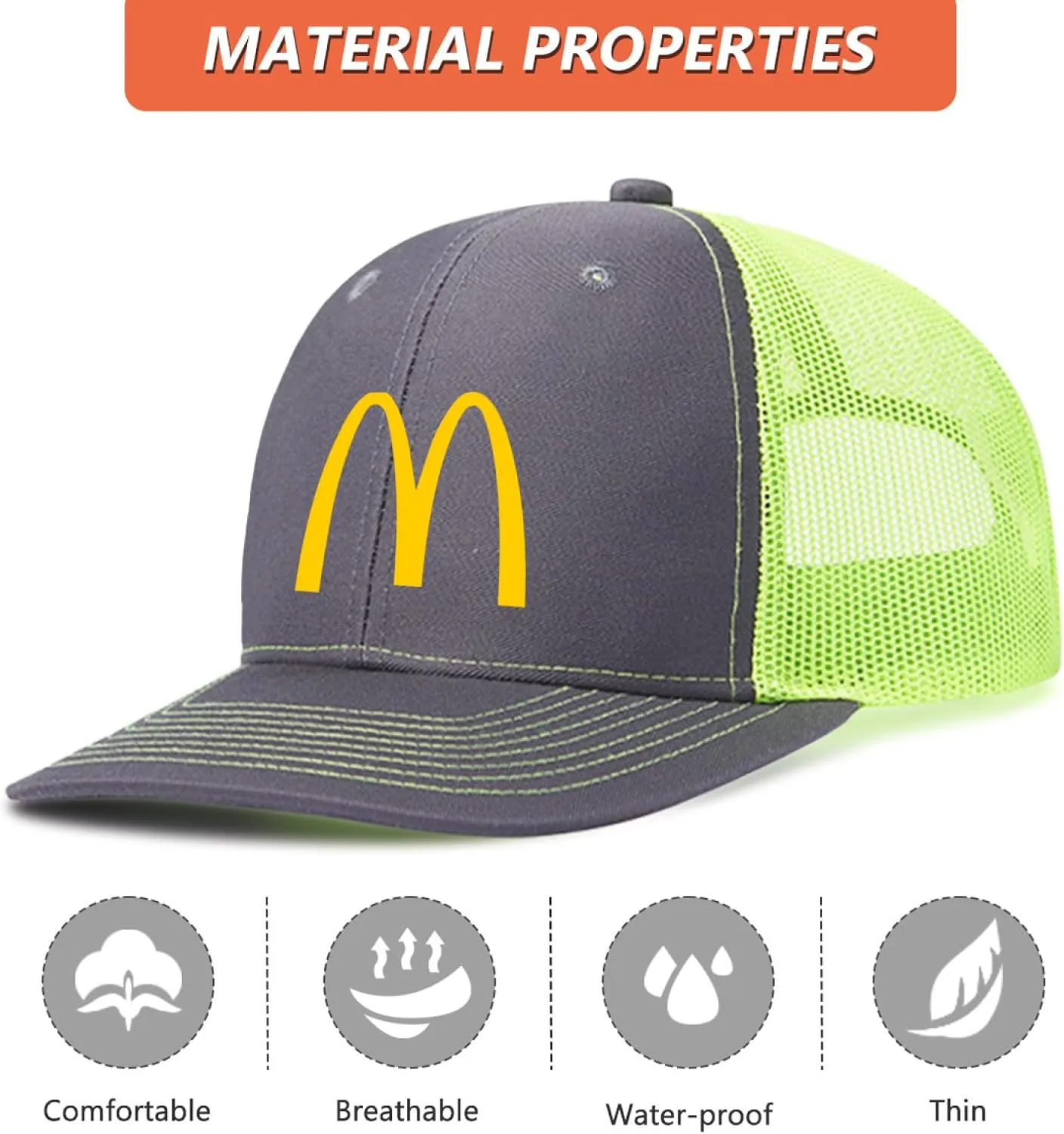 Long Brim Trucker Dad Work Hat for Unisex Adult Soft Outdoor Plain Baseball Mesh Cap Womens Mens Adjustable Golf Sun Hat