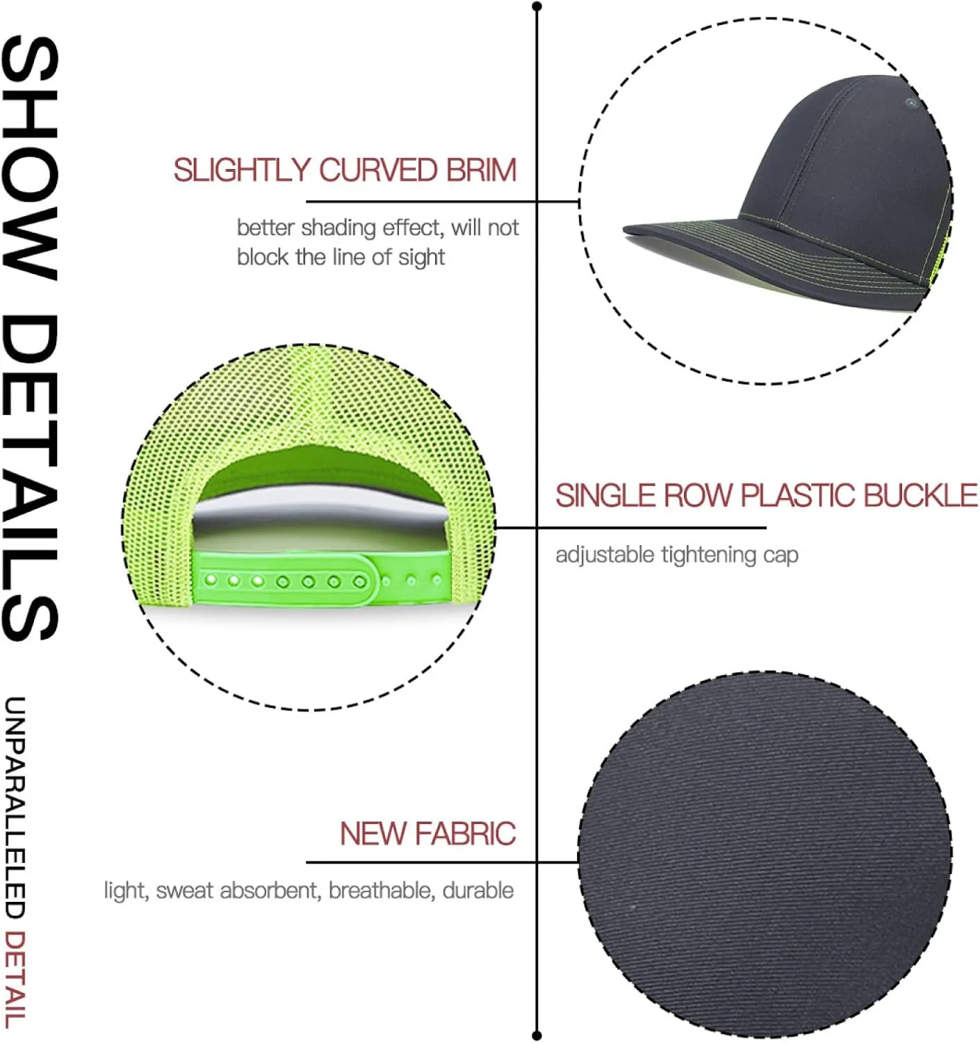 Long Brim Trucker Dad Work Hat for Unisex Adult Soft Outdoor Plain Baseball Mesh Cap Womens Mens Adjustable Golf Sun Hat