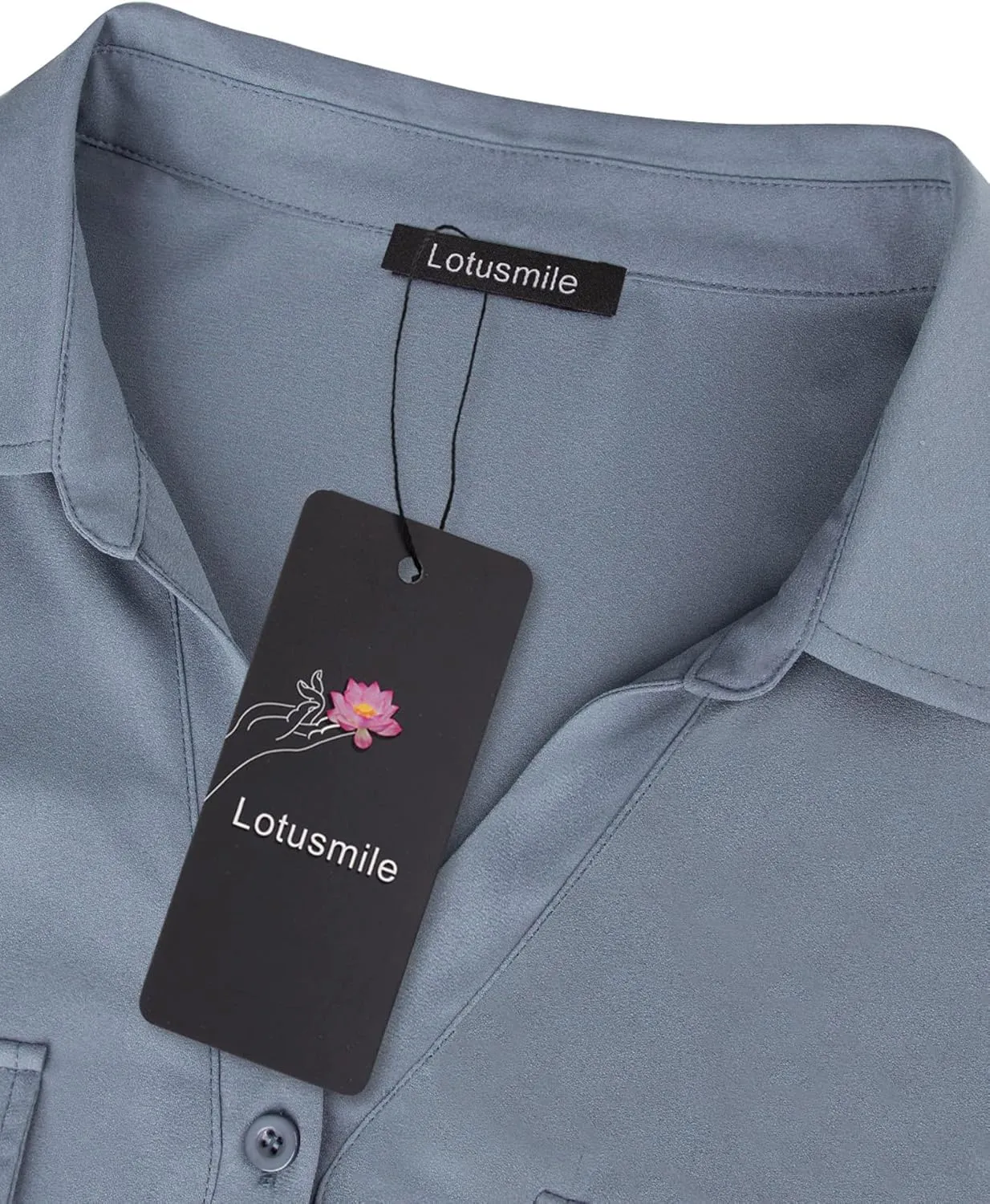 Lotusmile Women's Dressy Lapel Button Down Shirts for Work Office Business Casual Chiffon Blouse Tops