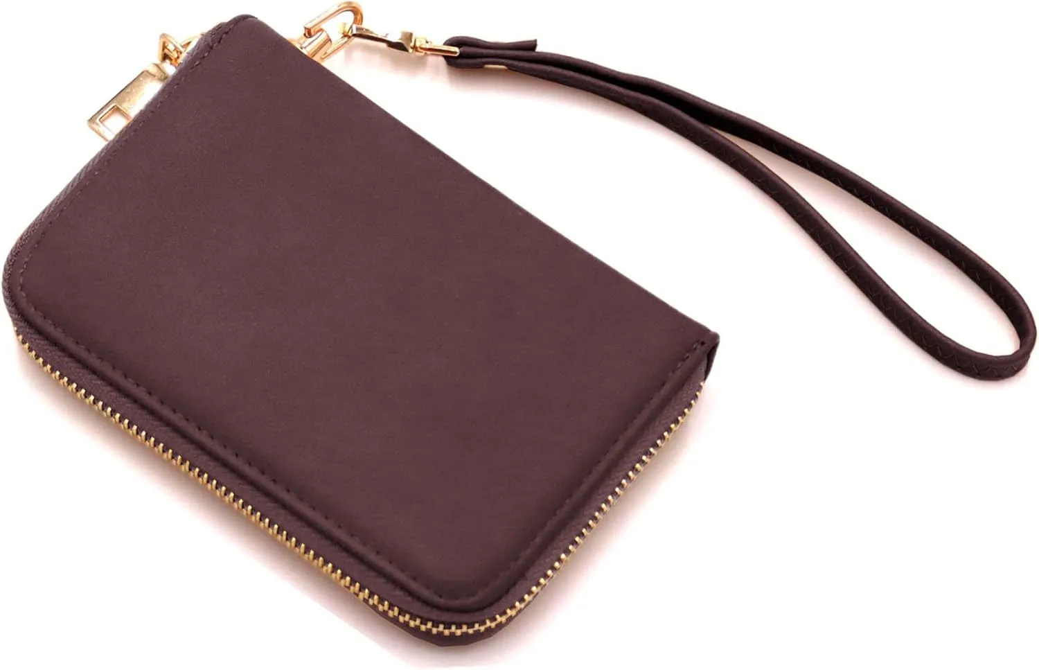 LOVESOME Womens Small Zip Around, Double Zip Around - Double Compartment Wristlet Wallet with Wrist Strap
