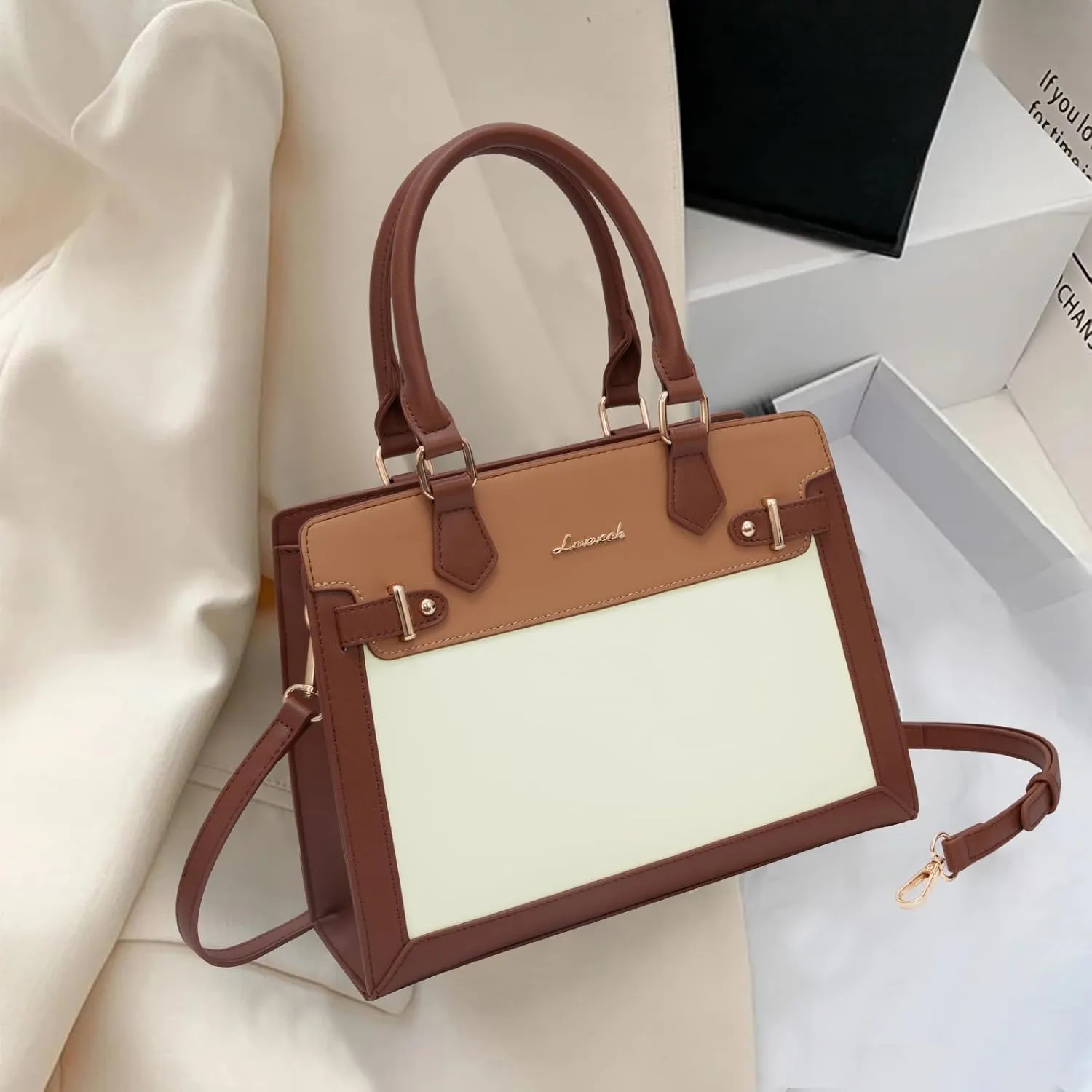 LOVEVOOK Purses and Handbags for Women, Tote Shoulder Bag Satchel Black Purse and PU Leather Top Handle for ladies