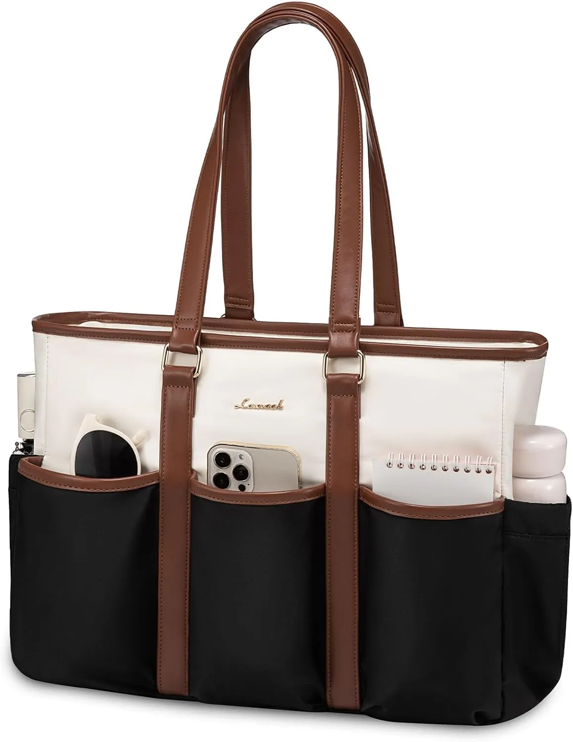 LOVEVOOK Women's Work Tote for Laptop, 17" Teacher/Nurse Utility Bag - Travel/College/Daily, Professional Large Purse Handbag With Multi Pockets