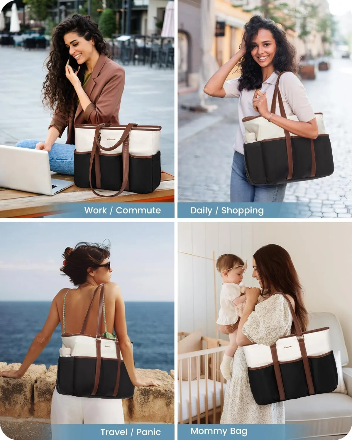 LOVEVOOK Women's Work Tote for Laptop, 17" Teacher/Nurse Utility Bag - Travel/College/Daily, Professional Large Purse Handbag With Multi Pockets