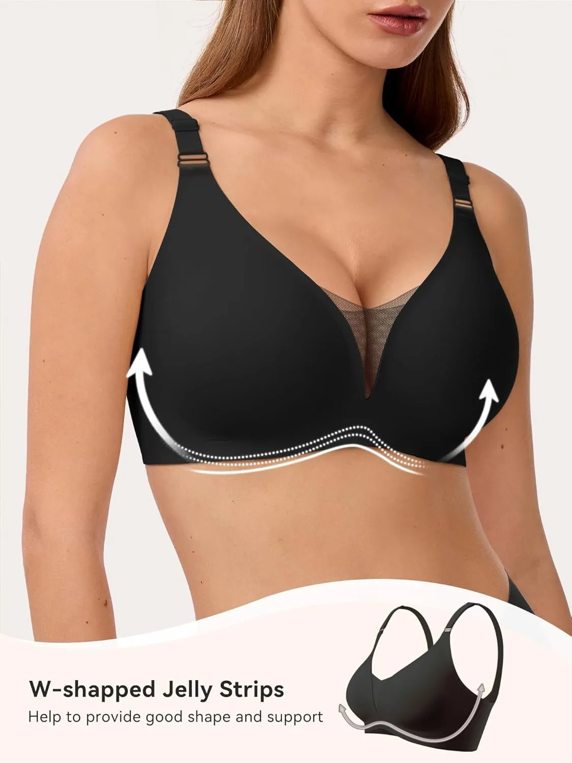 LUCKMEEY Mesh Bras for Women No Underwire Wireless Bras Seamless Push Up Full Coverage Bras Comfortable Bra Everyday Bra
