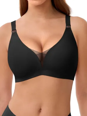 LUCKMEEY Mesh Bras for Women No Underwire Wireless Bras Seamless Push Up Full Coverage Bras Comfortable Bra Everyday Bra
