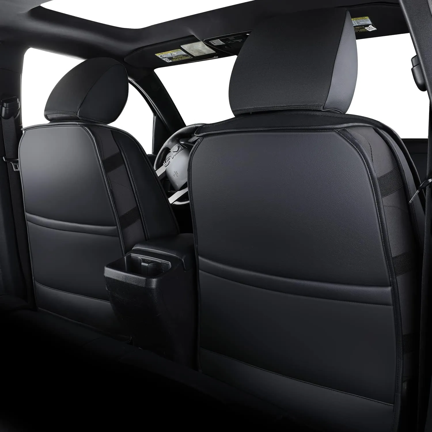 LUCKYMAN Club S08-QE Tacoma Seat Covers, Fit for 2005-2023 Tacoma Crew Cab/Double Cab SR SR5 TRD Sport TRD Off-Road PreRunner with Water Proof Faux Leather(Full Set, Black)