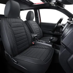 LUCKYMAN Club S08-QE Tacoma Seat Covers, Fit for 2005-2023 Tacoma Crew Cab/Double Cab SR SR5 TRD Sport TRD Off-Road PreRunner with Water Proof Faux Leather(Full Set, Black)
