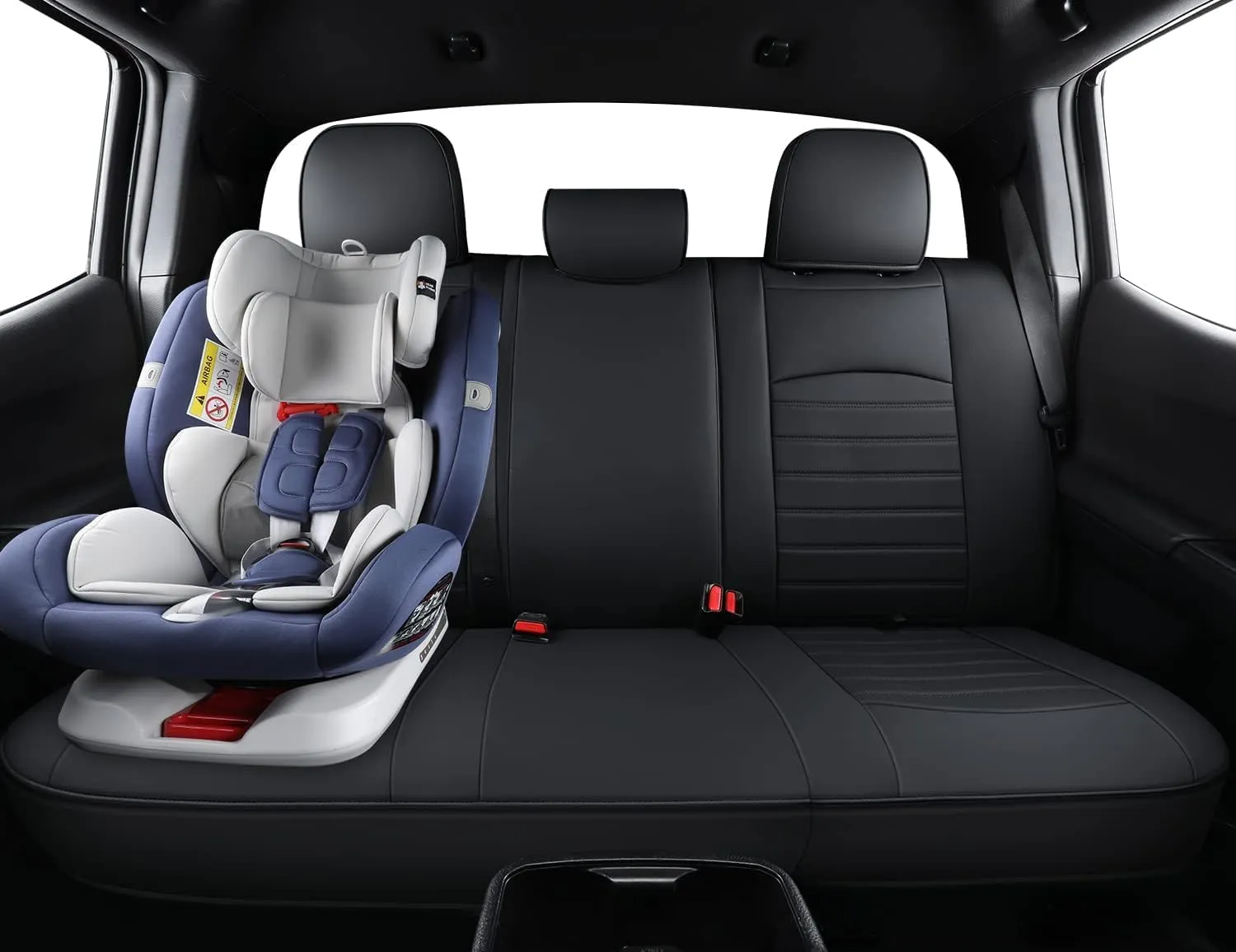 LUCKYMAN Club S08-QE Tacoma Seat Covers, Fit for 2005-2023 Tacoma Crew Cab/Double Cab SR SR5 TRD Sport TRD Off-Road PreRunner with Water Proof Faux Leather(Full Set, Black)