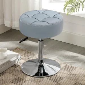 LUE BONA Classic Elegant Velvet Tufted Vanity Stool, 360 Swivel, Height Adjustable (15.8-20.7 inches), Grayish Blue, 300 lbs Weight Capacity