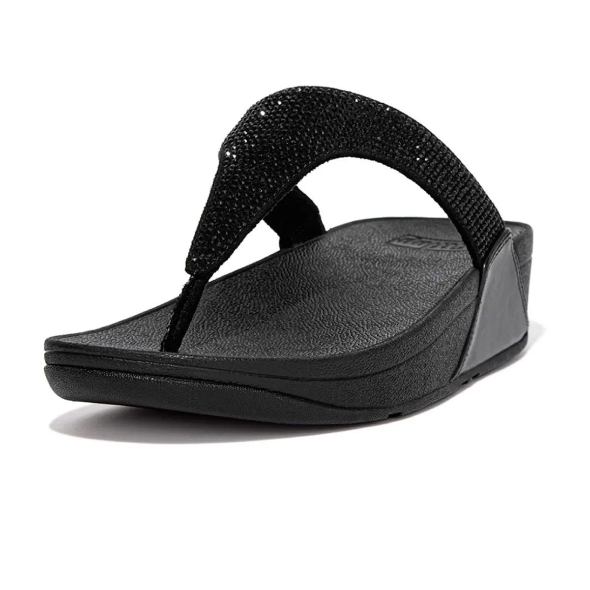 Lulu Crystal Embellished Toe Post Flip Flop in Black by FIT FLOPS