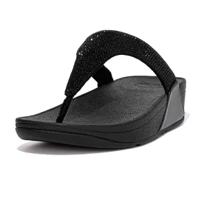 Lulu Crystal Embellished Toe Post Flip Flop in Black by FIT FLOPS