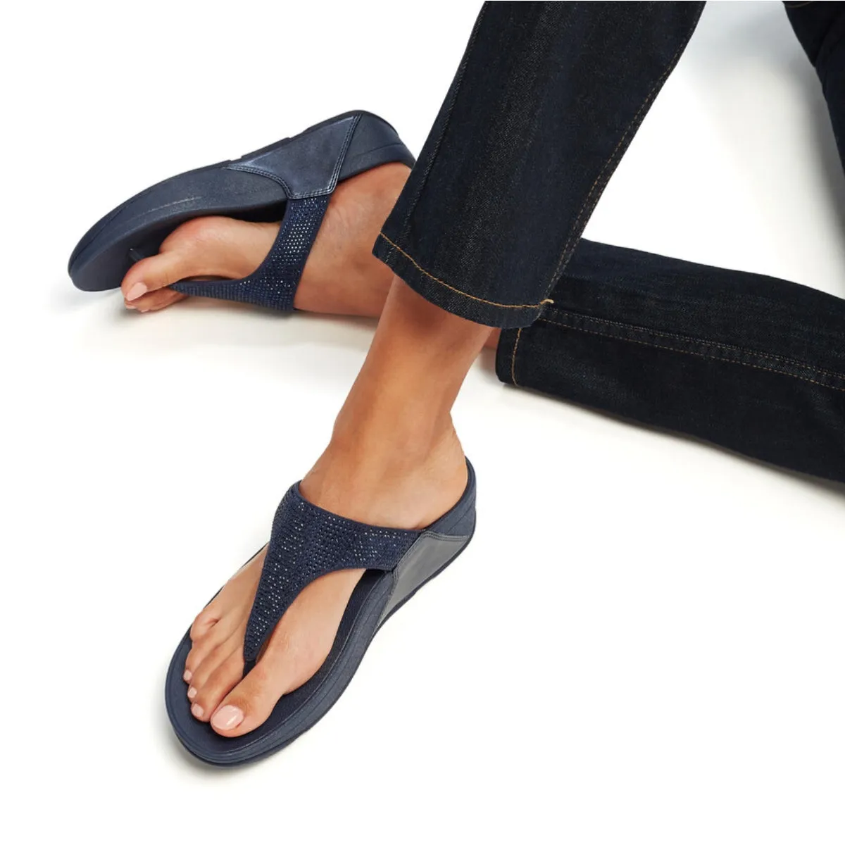 LULU Crystal Embellished Toe-Post Sandals