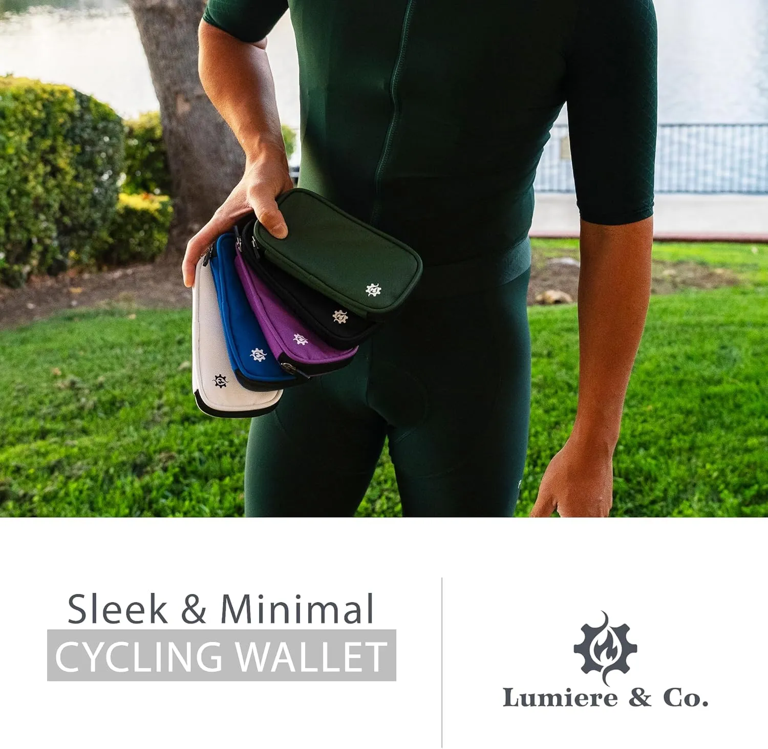 Lumiere & Co. Cycling Wallet Waterproof | Biking Wallet and Cycling Pouch for Jersey | Cycling Phone Wallet for Bicycle with Zipped Pockets (Purple, Medium)
