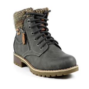 Lunar Millie Women's Waterproof Lace Up/Zip Ankle Boot Grey