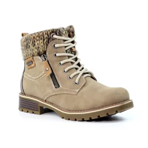 Lunar Millie Women's Waterproof Lace Up/Zip Ankle Boot Stone
