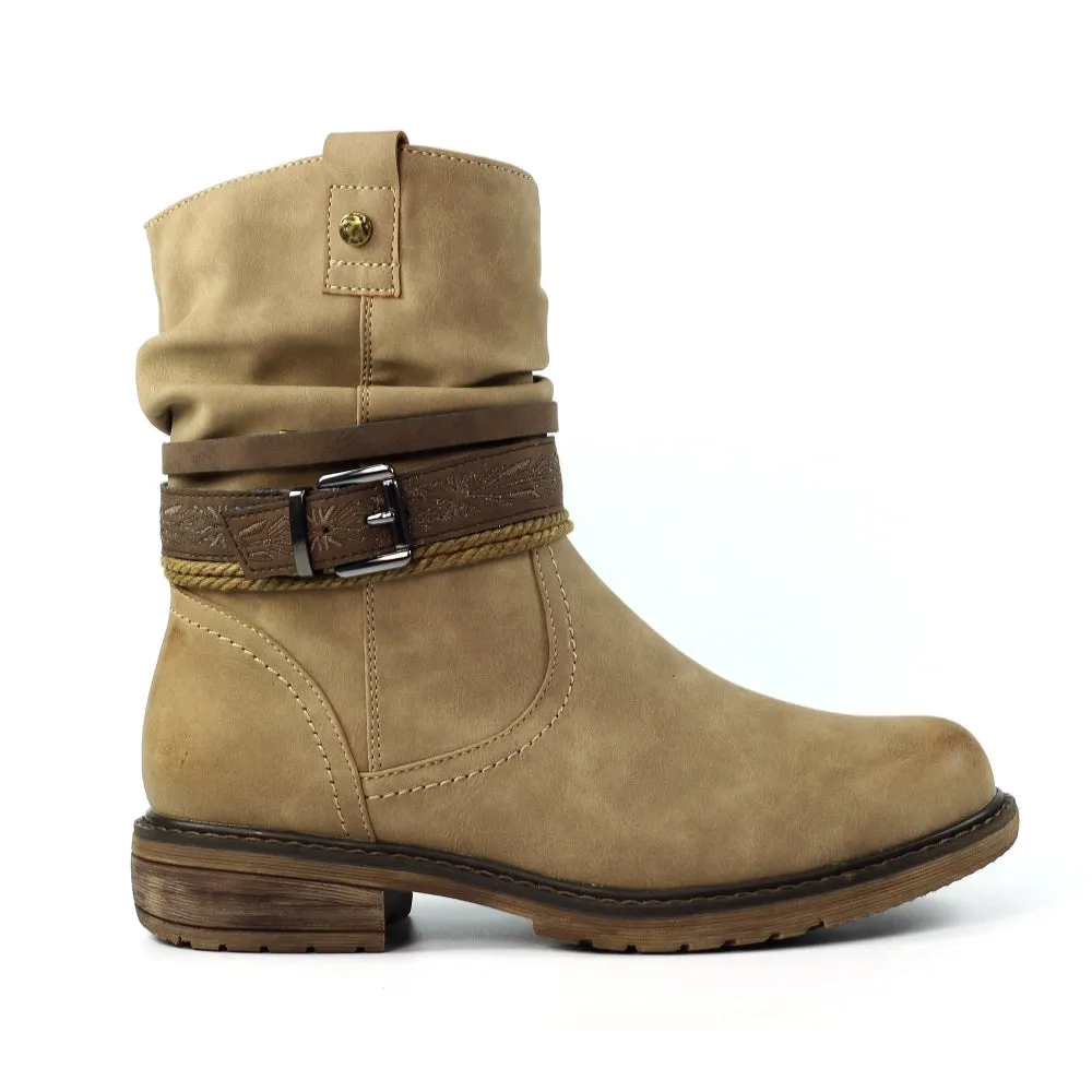 Lunar Veronica Women's Waterproof Zip Up Ankle Boot Stone