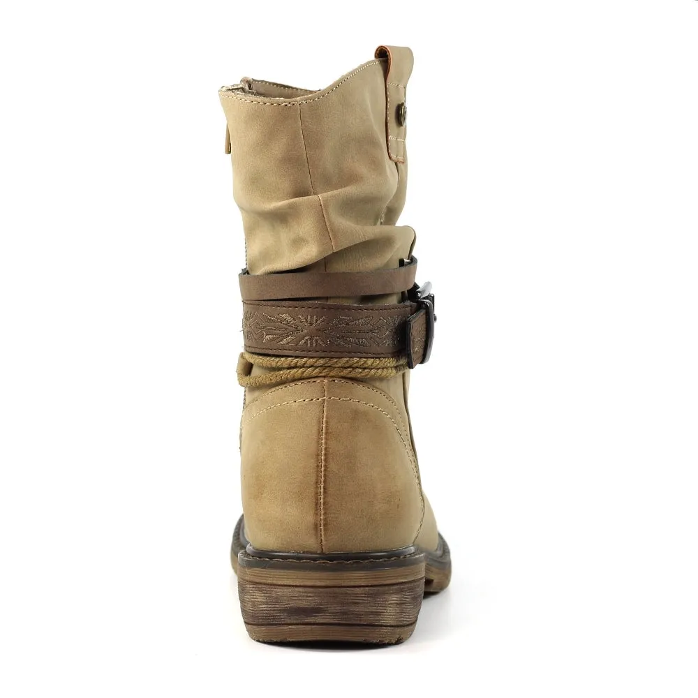 Lunar Veronica Women's Waterproof Zip Up Ankle Boot Stone