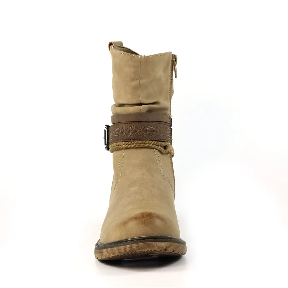 Lunar Veronica Women's Waterproof Zip Up Ankle Boot Stone