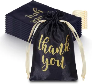 LUXELYKOS Satin Thank You Gift Bags (50 Pack) - 4x6 Inch Small Gift Bags for Wedding, Party Favor, Bridal & Baby Shower, Birthday, Holiday - Ideal for Accessories, Jewelry, Candy Bags