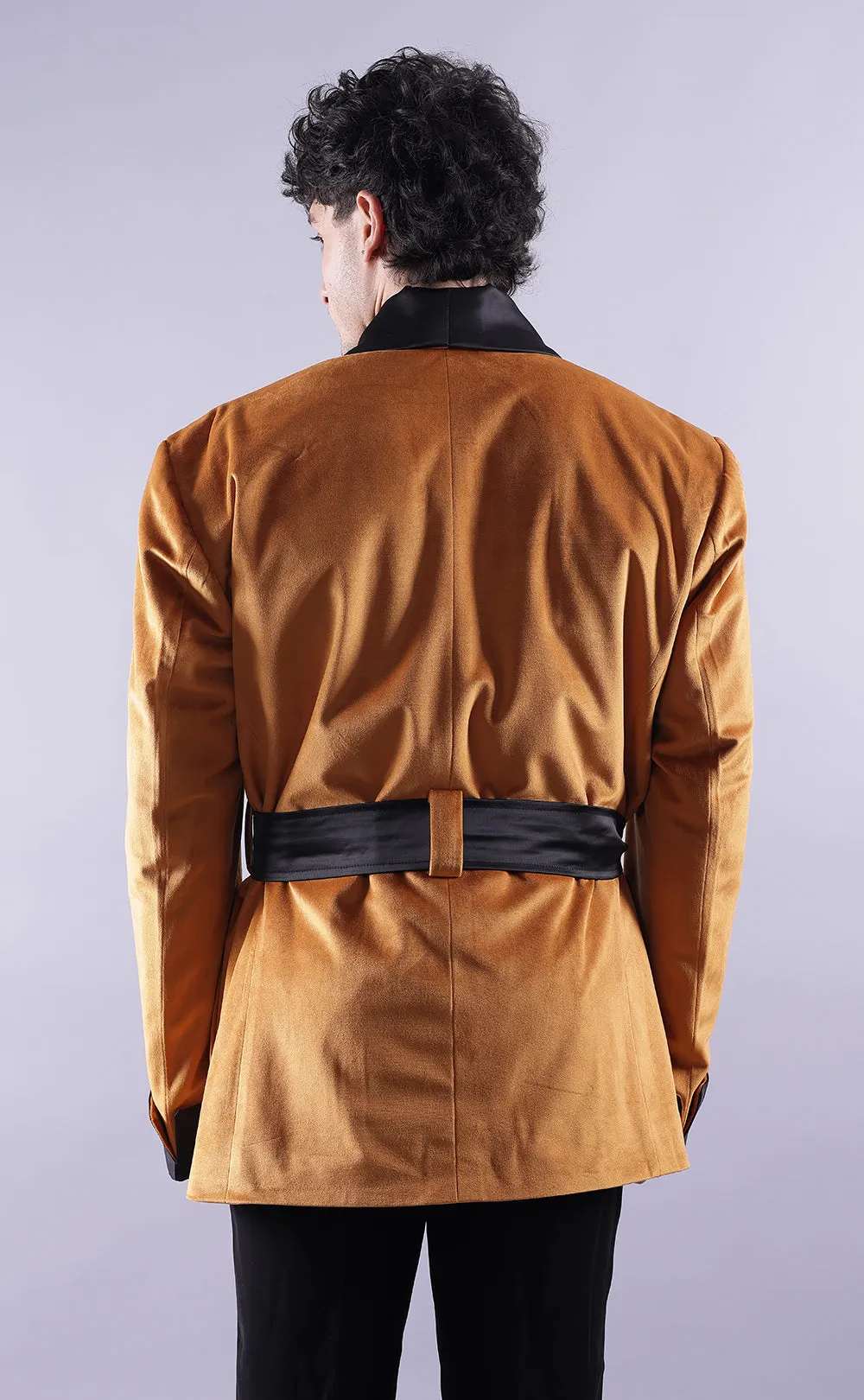 Luxurious Men's Golden Velvet Smoking Jacket - Elegant Party Wear, Premium Velvet Dinner Jacket