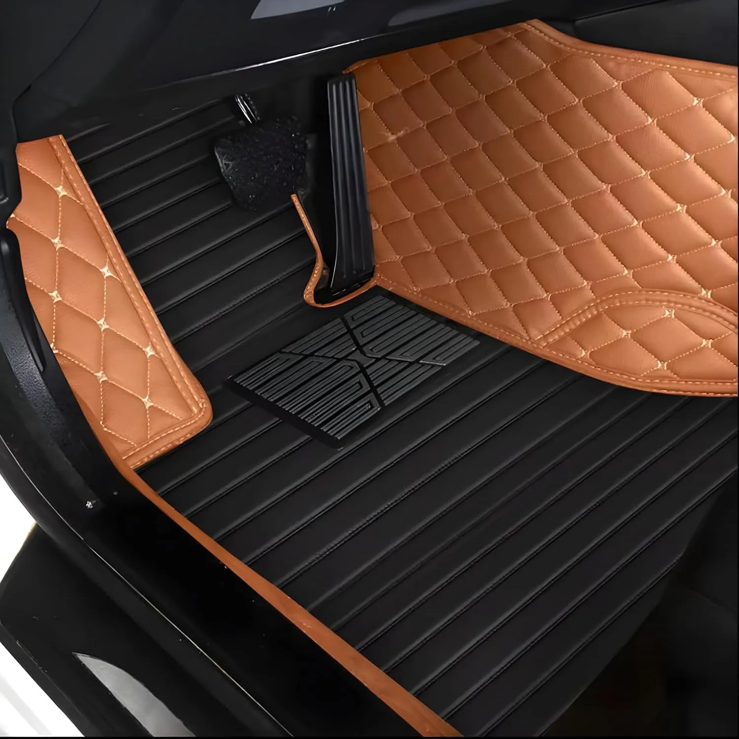 Luxury Leather Car Floor Mats for 2008-2014 Hyundai Genesis- All-Weather, Easy to Clean, Premium Interior Protection (Pure red)