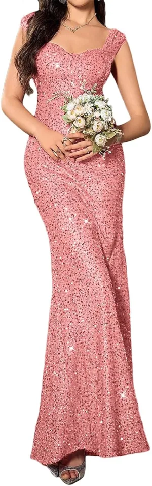 Madam Uniq Formal Dress Sequin Fishtail Sleeveless 1920s Gatsby Cocktail Prom Elegant Maxi Evening Gowns for Women
