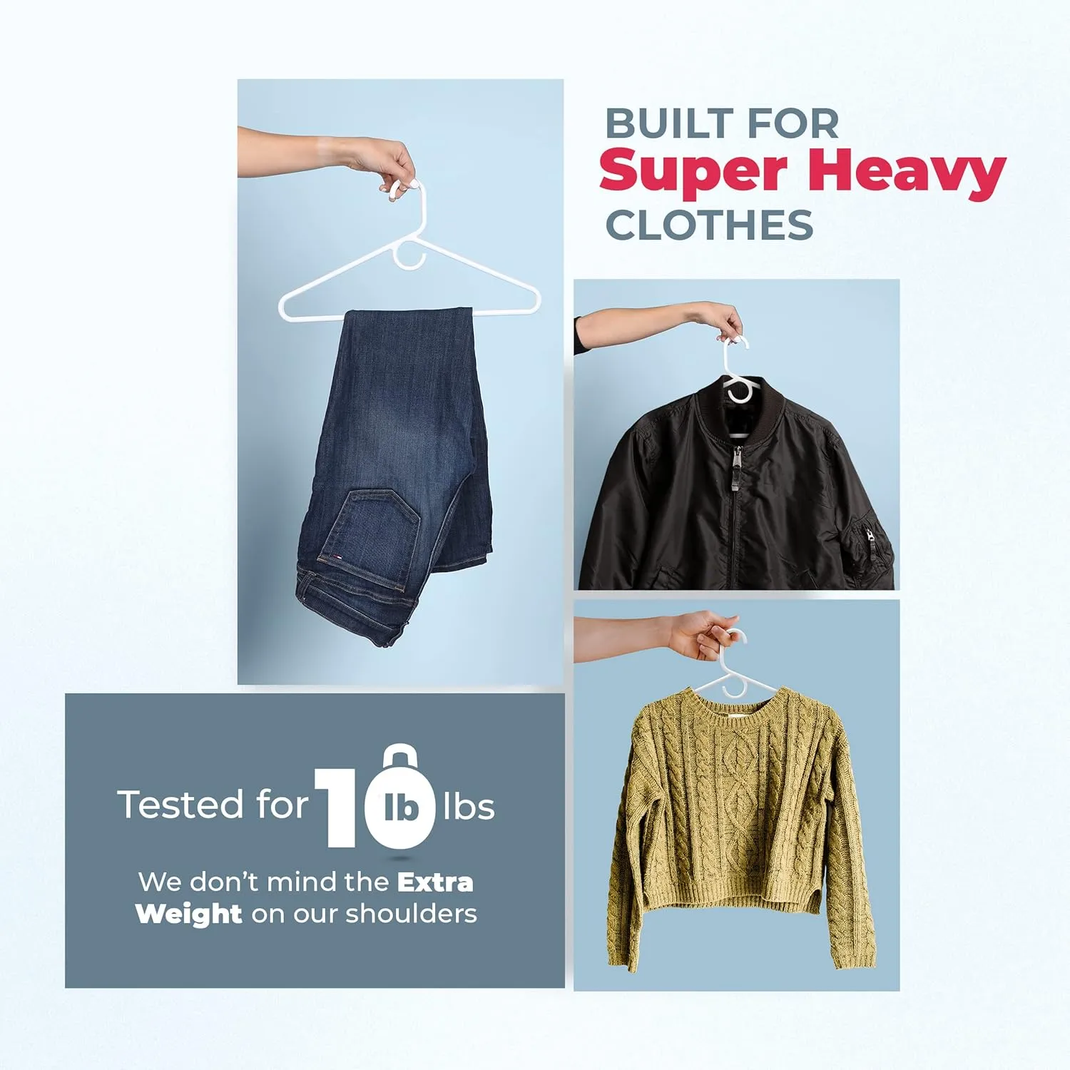 Made in USA Super Heavy Duty Plastic Clothes Hangers - Bulk Packs Available, Strong Hangers for Closet and Clothing (24pk White)