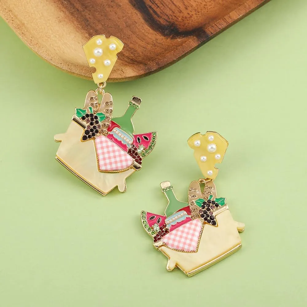 MADISON TYLER Cute Funny Dangle Earrings for Women | Carrot Watering Bottle Flower Hot Dog Ice Cream Pizza Basket Food Earrings Jewelry Gifts for Women