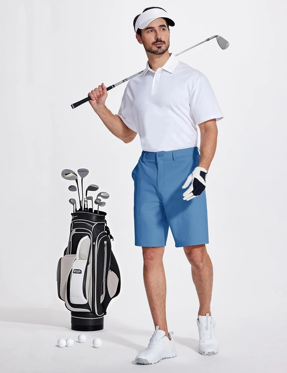 MAGCOMSEN Men's Golf Shorts 9 Inch Inseam Quick Dry Casual Shorts Stretch Hiking Dress Work Shorts with 4 Pockets Flat Front