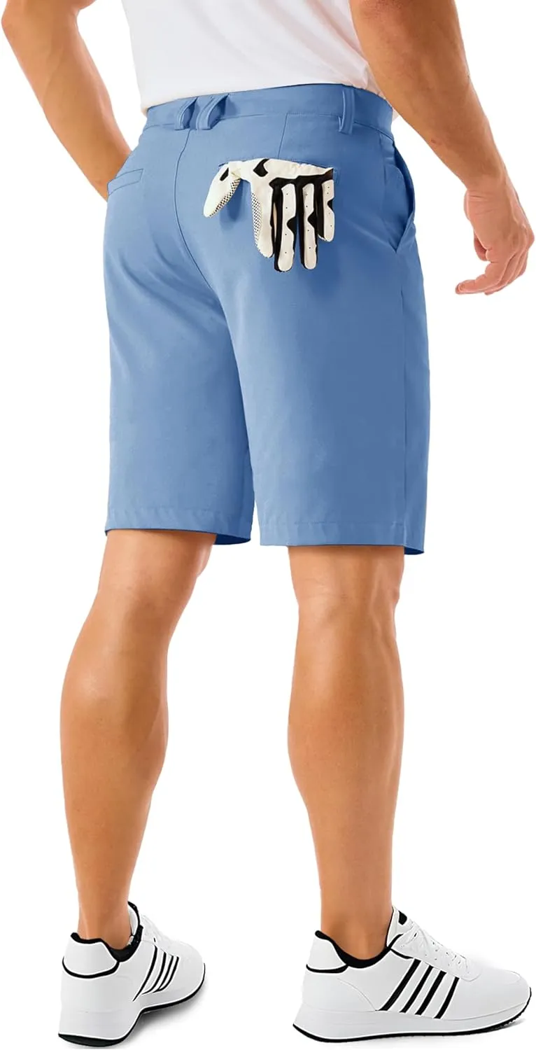 MAGCOMSEN Men's Golf Shorts 9 Inch Inseam Quick Dry Casual Shorts Stretch Hiking Dress Work Shorts with 4 Pockets Flat Front