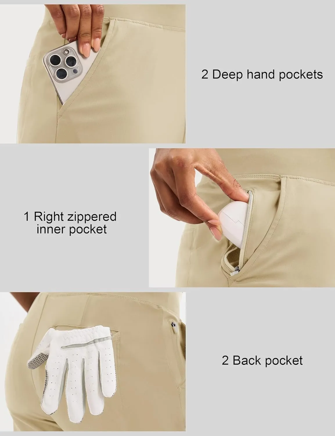 MAGCOMSEN Womens Golf Pants UPF 50  High Waisted Stretch 7/8 Ankle Dress Work Casual Slack Summer Travel Pants 5 Pockets