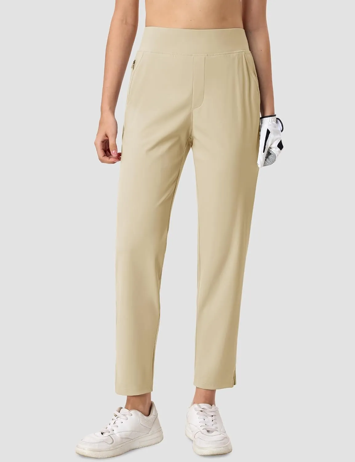 MAGCOMSEN Womens Golf Pants UPF 50  High Waisted Stretch 7/8 Ankle Dress Work Casual Slack Summer Travel Pants 5 Pockets