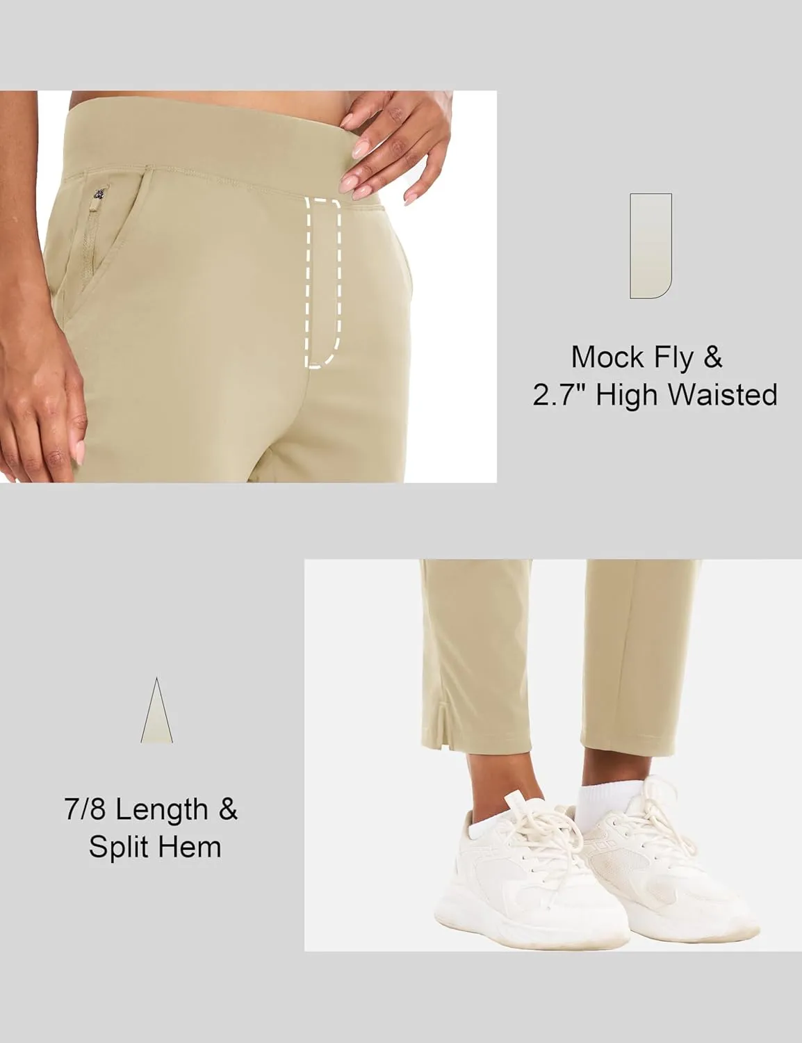 MAGCOMSEN Womens Golf Pants UPF 50  High Waisted Stretch 7/8 Ankle Dress Work Casual Slack Summer Travel Pants 5 Pockets