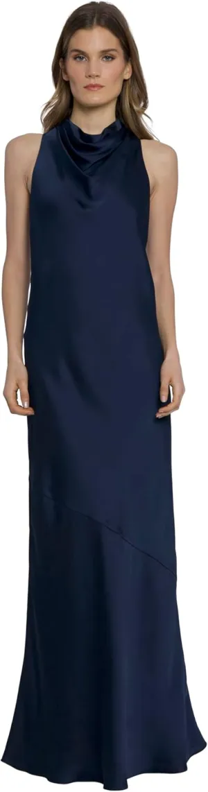 Maggy London High Neck Floor Length Fit and Flare Halter Formal Dresses for Women
