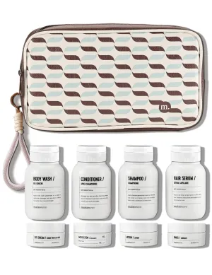 MAISONOVO Travel Bottles for Toiletries, TSA Approved, Leak Proof Refillable, Travel Size Containers and Bottles with Water Proof Toiletry Bag - Brown Pouch
