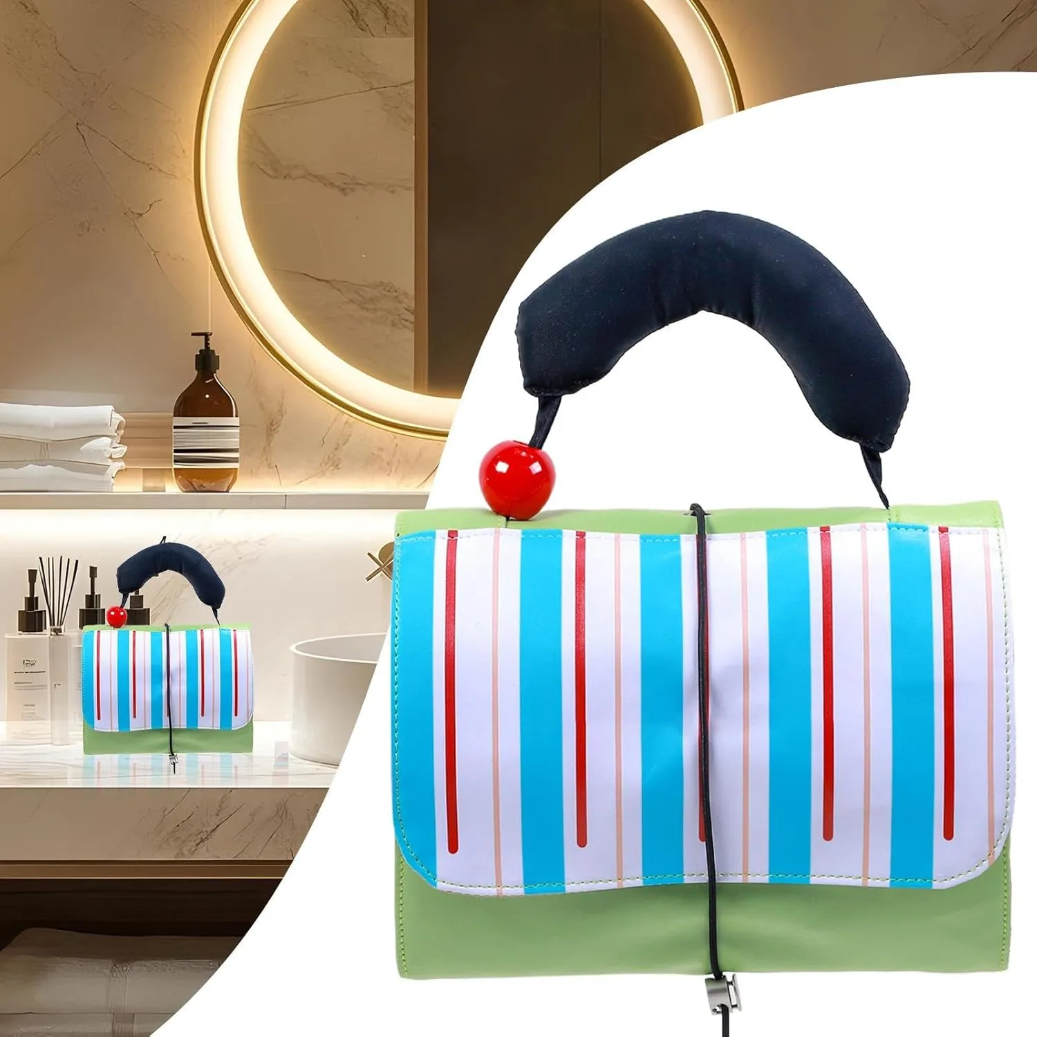Makeup Bag - Foldable Travel Toiletry Bag for Women - Large Capacity Waterproof Cosmetic Organizer Roll-Up Make up Pouch for Women, Bathroom & Shower, Green Folding Bag, Refer to description, Unisex