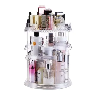 Makeup Organizer Acrylic Cosmetic Organizer ─ Vanity and Rotating Makeup Storage, Perfume Organizer with Large Capacity Fit Cosmetics, Perfume, Brush and More for Countertop, Bathroom and Bedroom.